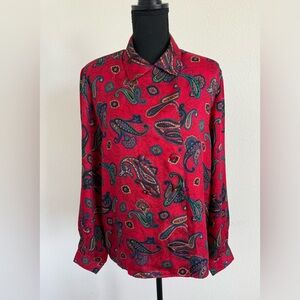 Talbots vintage Vibrant multicolor 💯 silk Blouse NWT